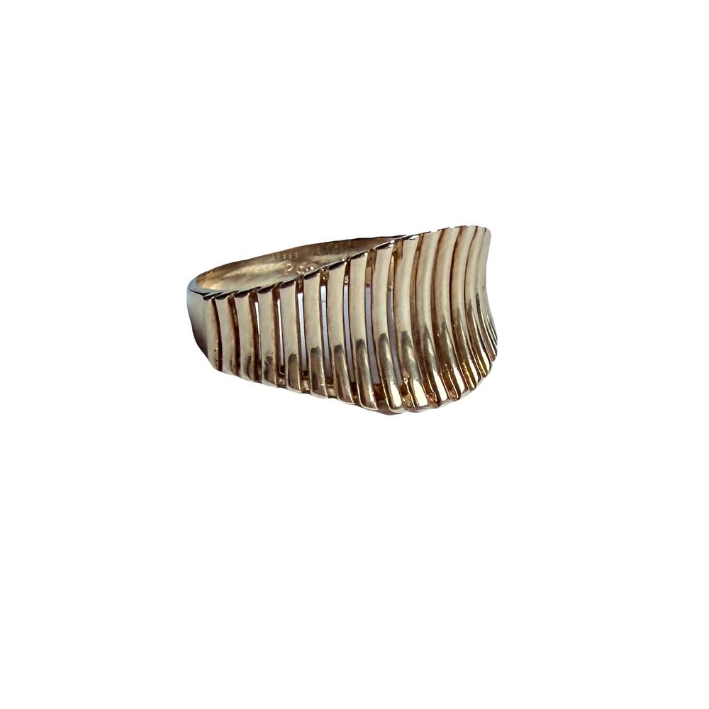 Rare Modernist Vintage Solid 14k Fluted Ring